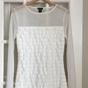 Moda International Long Sleeve Sheer Ruffled Top -  Medium